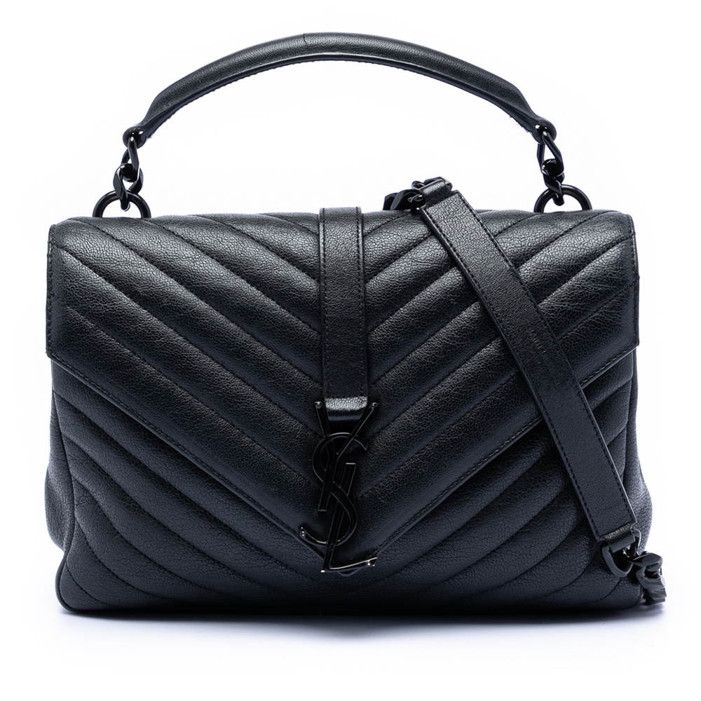 Pre-Loved Saint Laurent Medium Chevron Sheepskin Monogram College Satchel - Picture 1 of 7